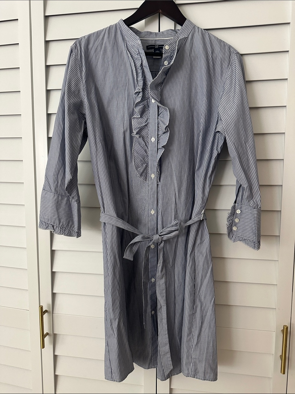 Gap Pinstriped Ruffled Shirt Dress - Size 18